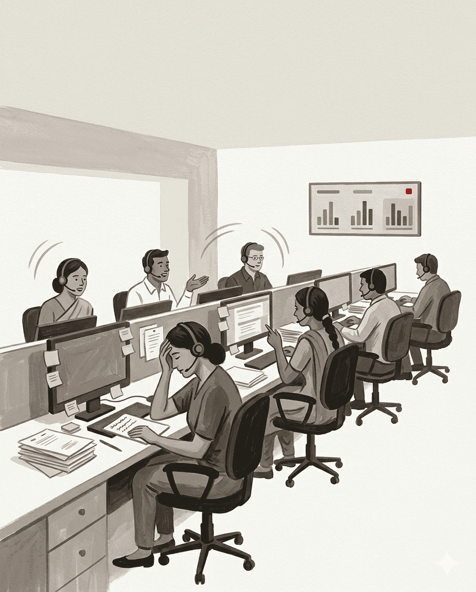 An overloaded admissions call centre at peak hours